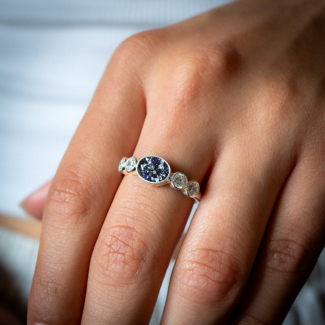 Ashes Silver Ring with CZ Stones