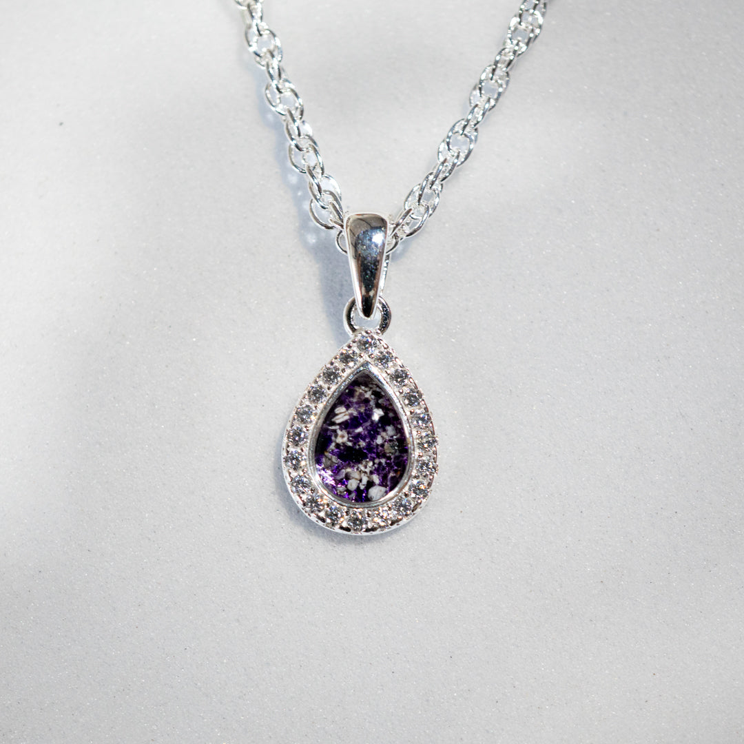 Ashes Tear Drop Pendant with CZ Stones