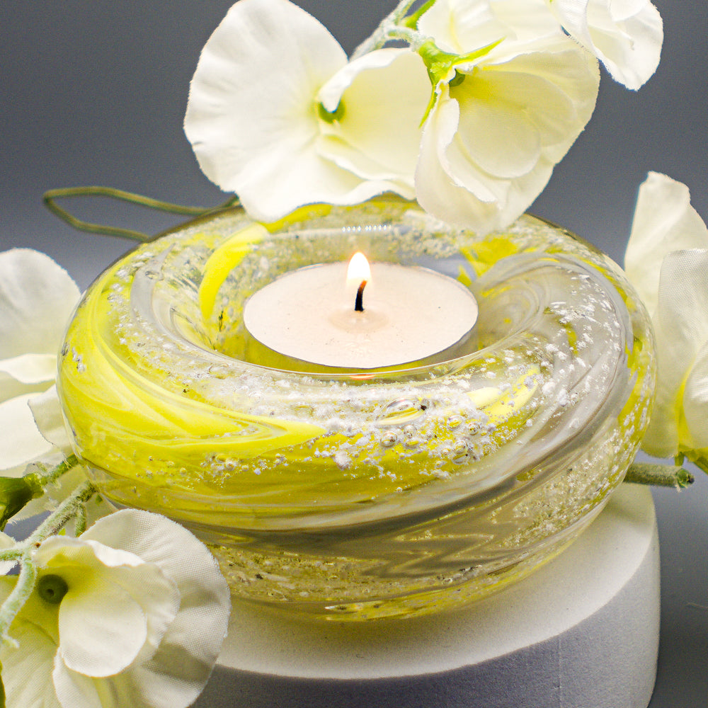 Ashes to Glass Candle Holder - Lemon Yellow & Grey