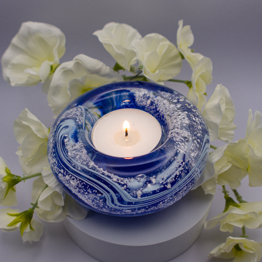 Ashes to Glass Candle Holder - Royal Blue & Baby Blue