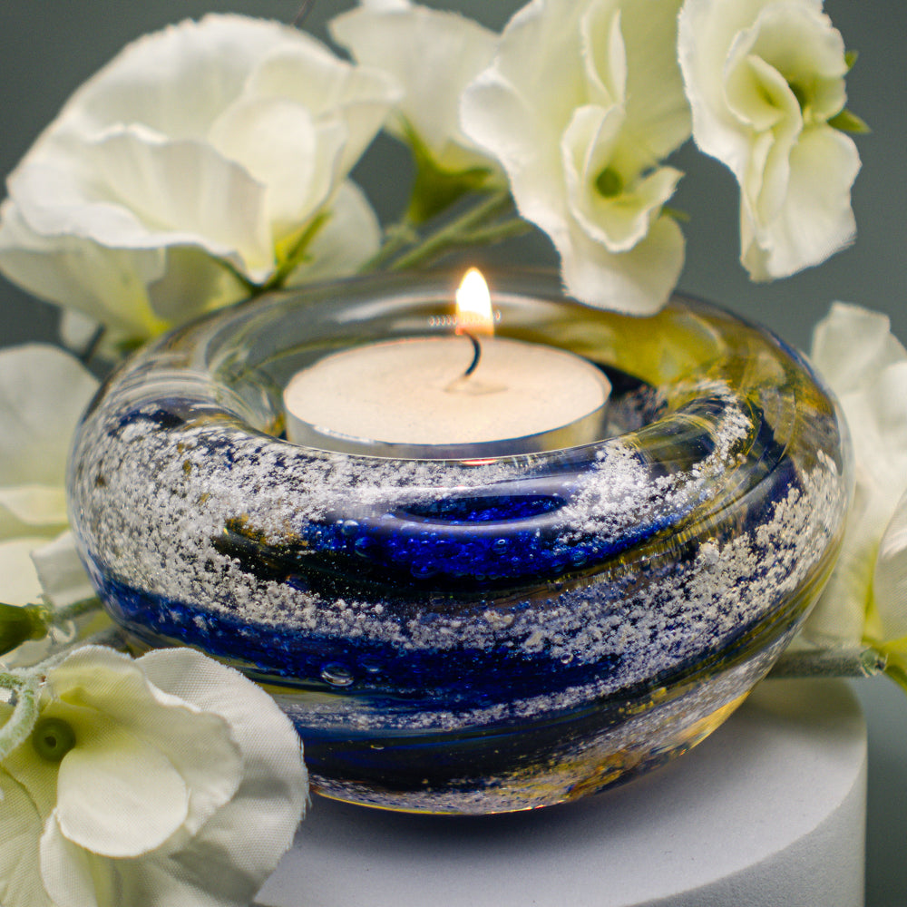 Ashes to Glass Candle Holder - Royal Blue & Gold