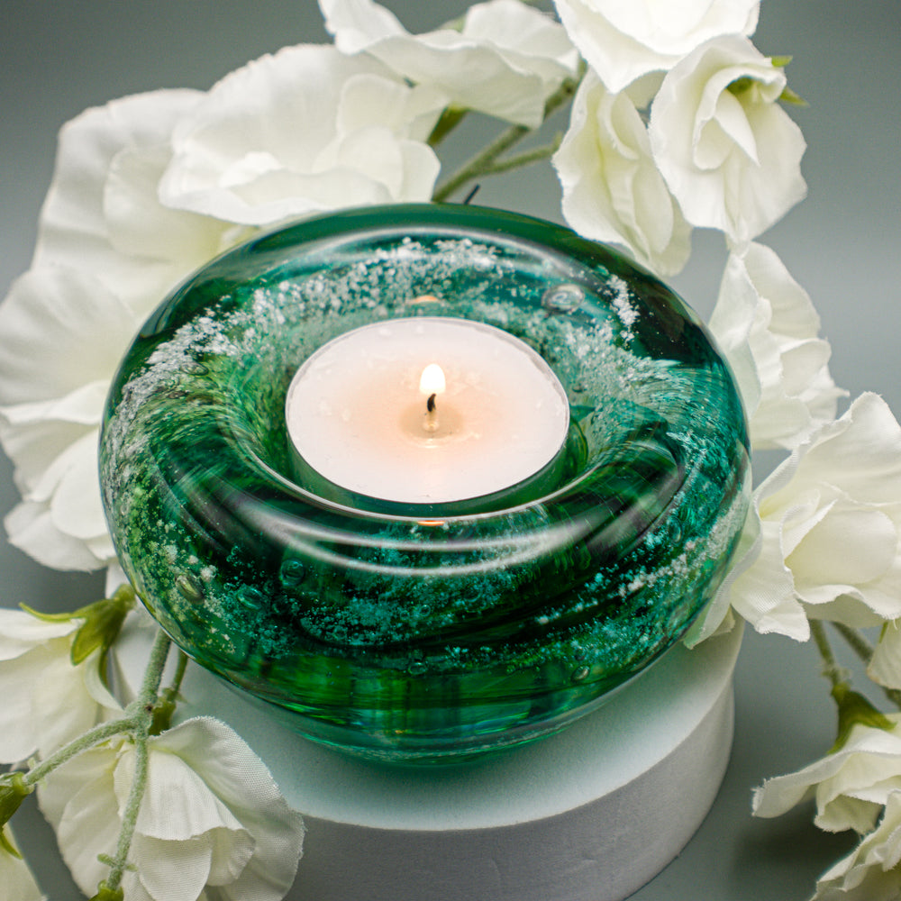 Ashes to Glass Candle Holder - Spring Greens