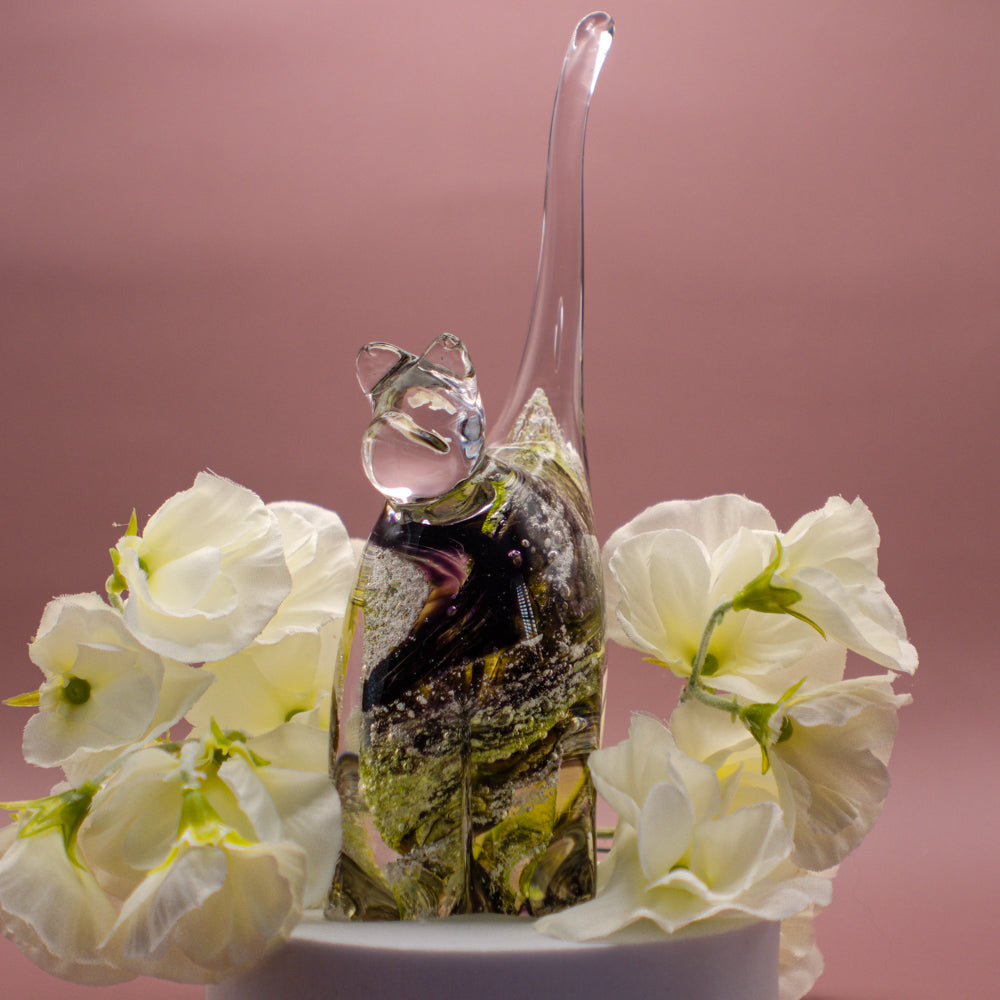 Ashes to Glass Cat - Purple & Lime Green