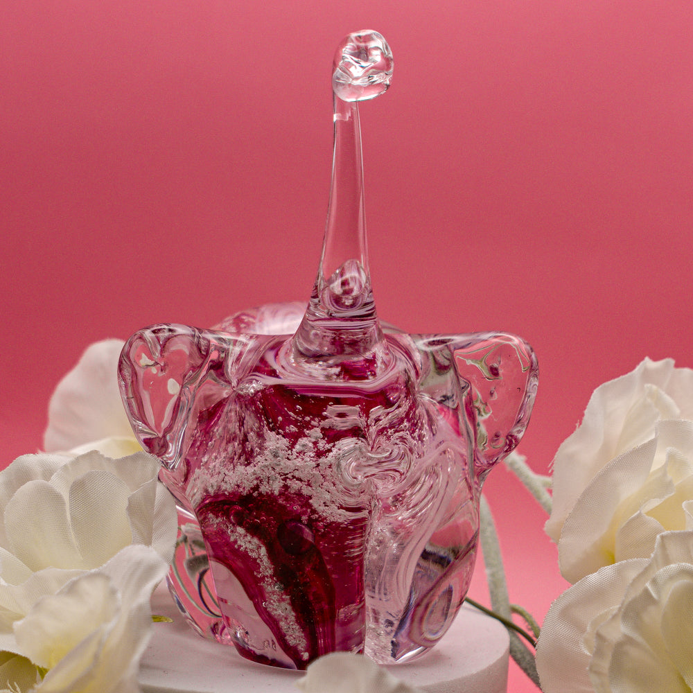 Ashes to Glass Elephant - Ruby & Baby Pink