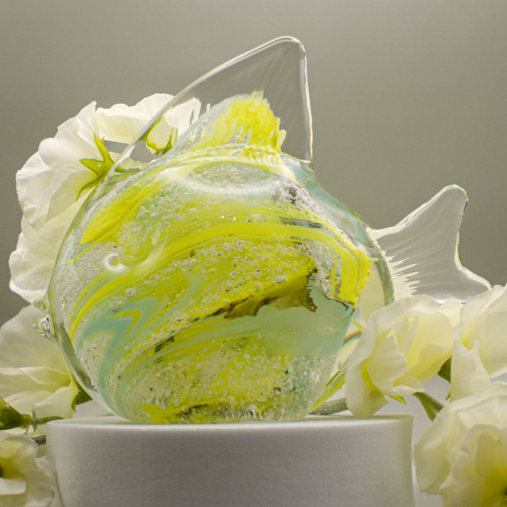 Ashes to Glass Fish - Lemon Yellow & Turquoise