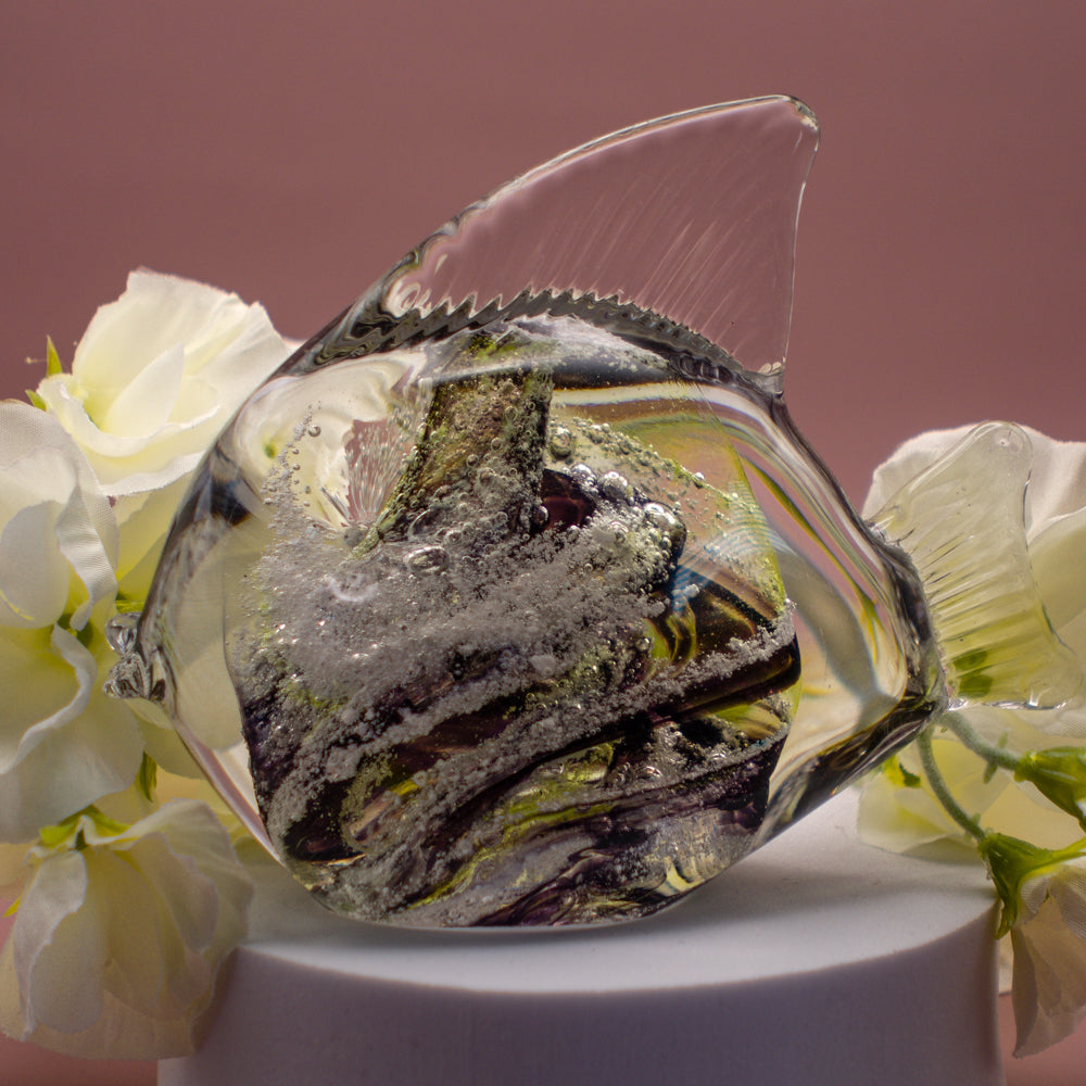 Ashes to Glass Fish - Purple & Lime Green