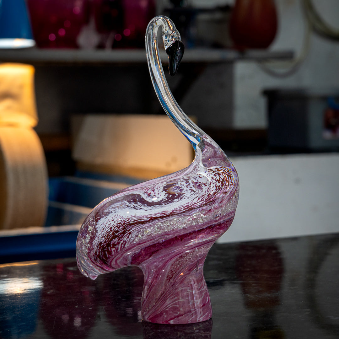 Ashes to Glass Flamingo Sculpture