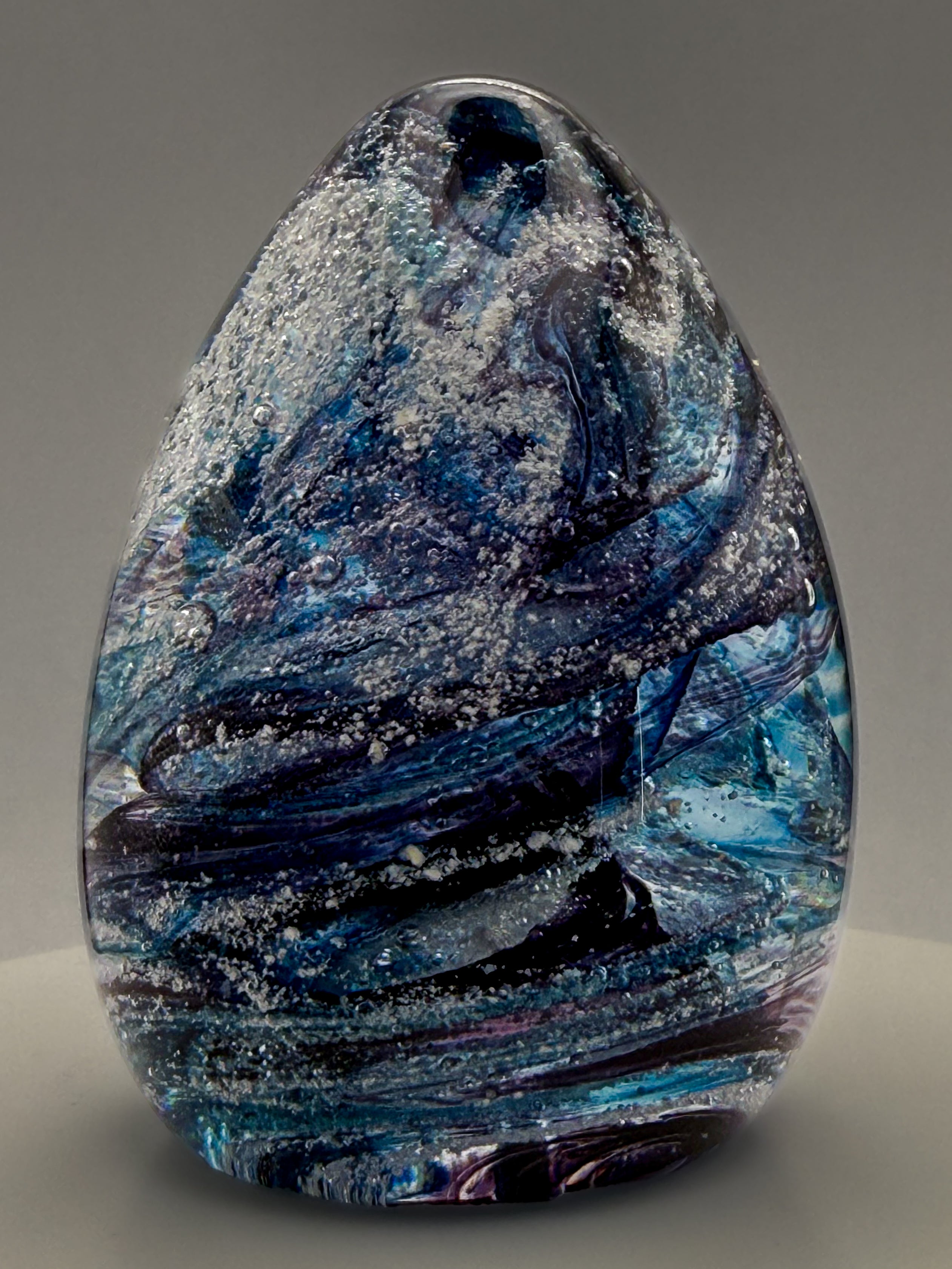 Ashes to Glass Mini Oval Paperweight - Turquoise & Purple