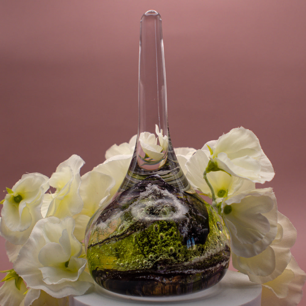 Ashes to Glass Ring Stand - Purple & Lime Green