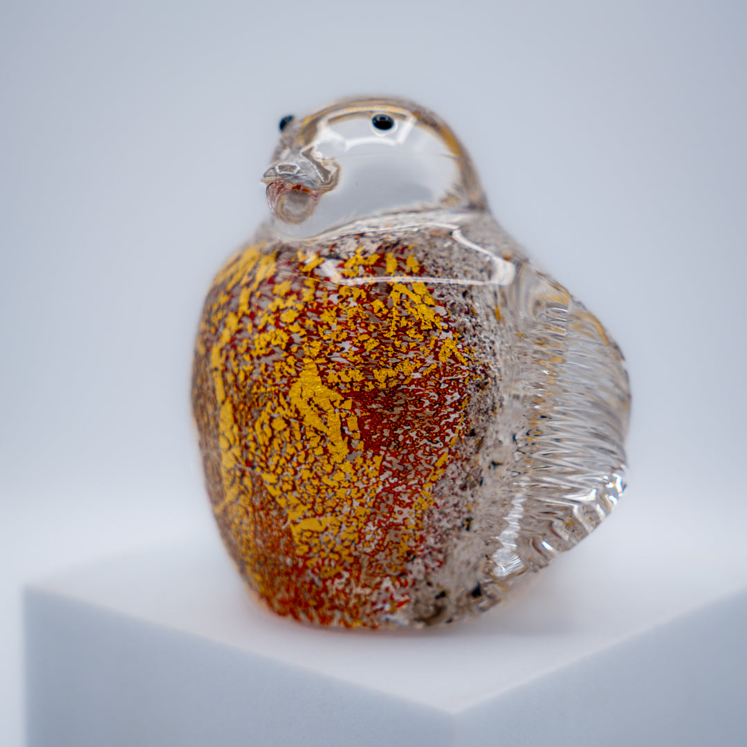 Ashes to Glass Robin with Gold Leaf