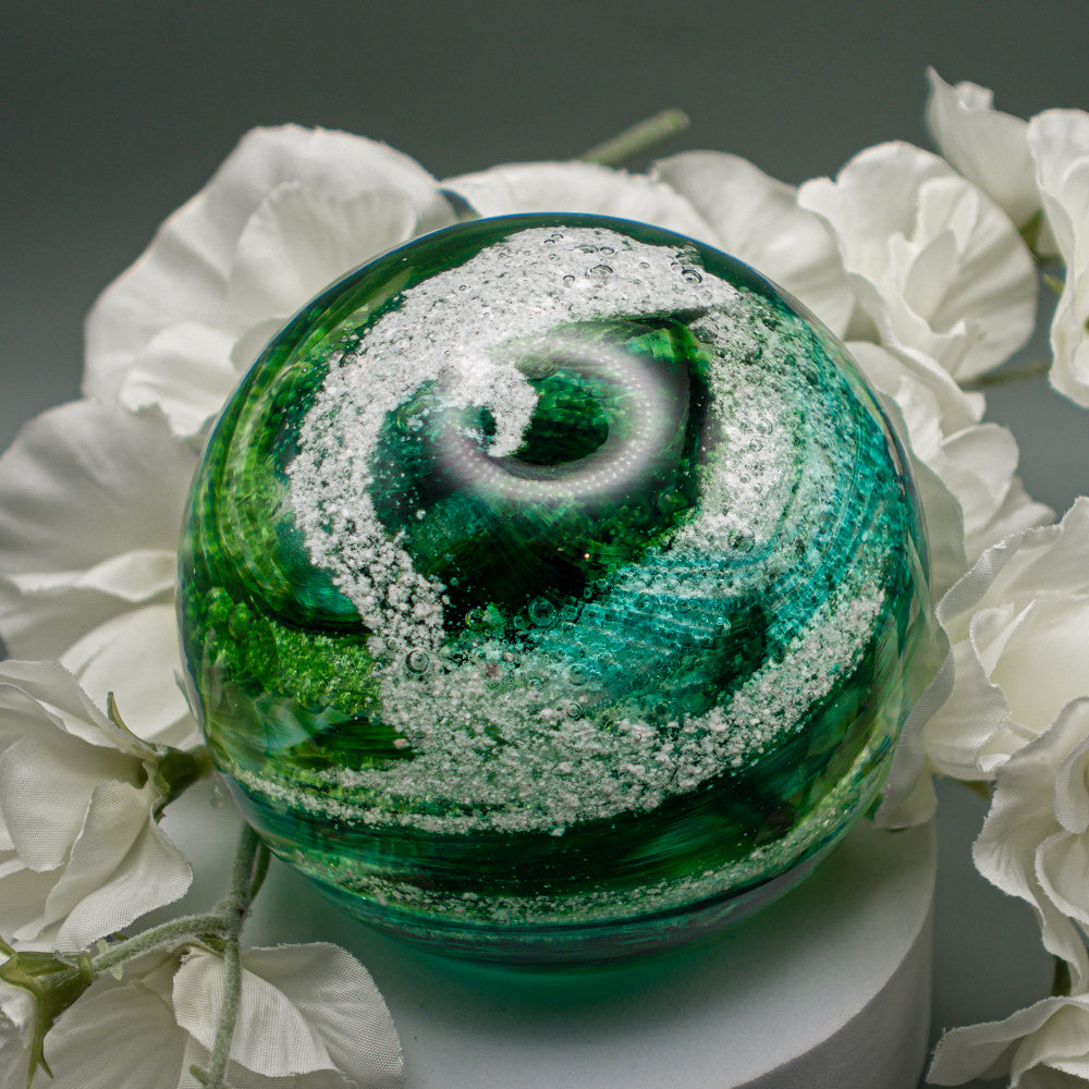 Ashes to Glass Round Paperweight - Spring Greens
