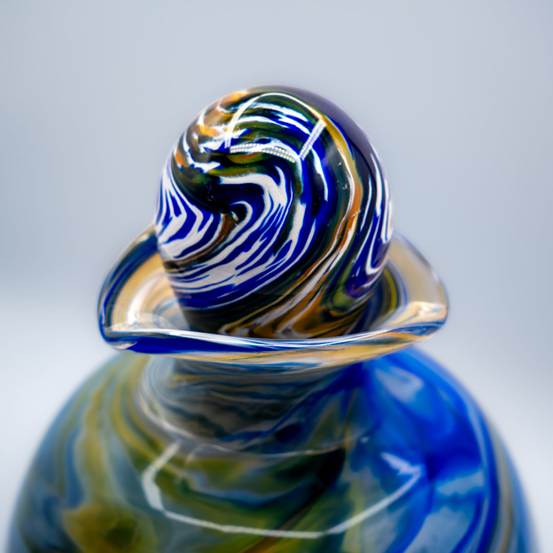 Glass Urn - Royal Blue & Gold