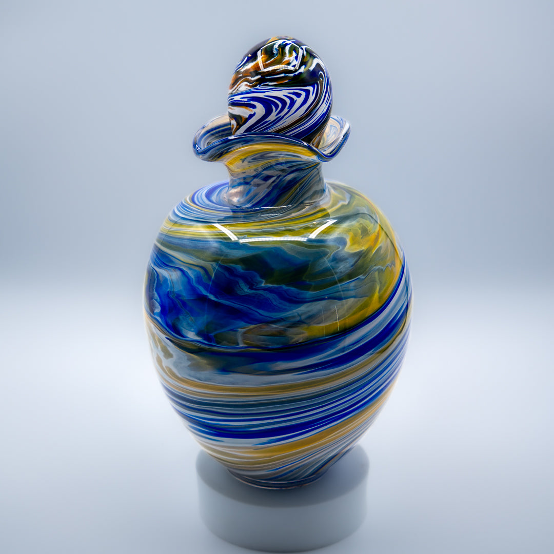 Glass Urn - Royal Blue & Gold