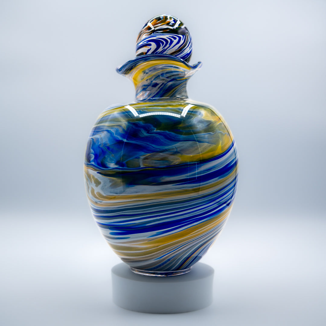 Glass Urn - Royal Blue & Gold