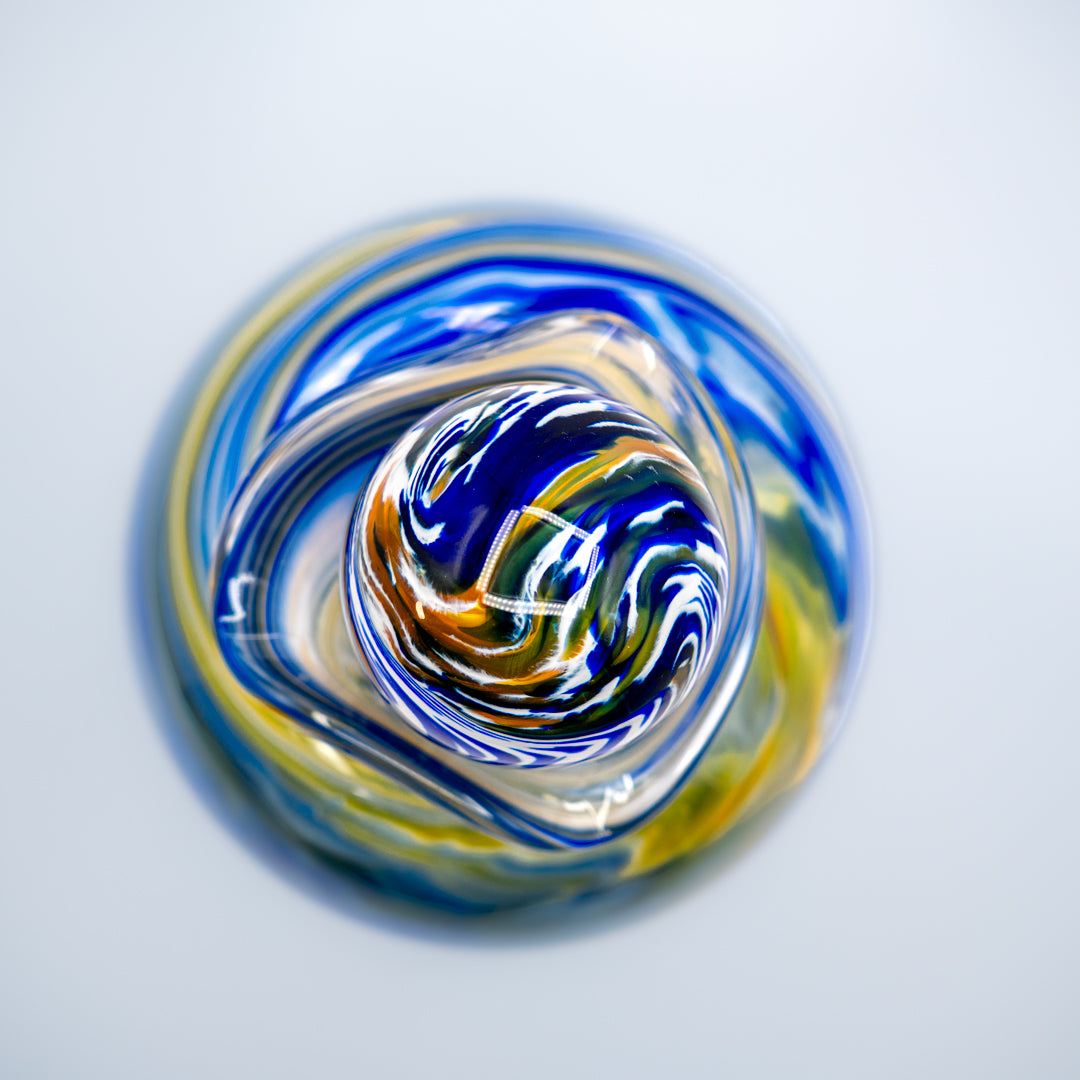 Glass Urn - Royal Blue & Gold