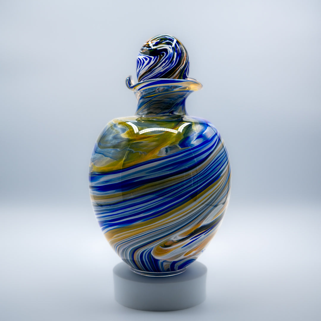 Glass Urn - Royal Blue & Gold