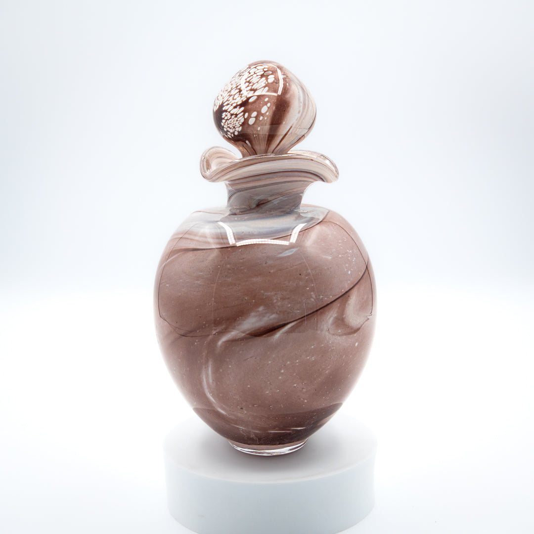 Glass Urn Small - Mocha & White