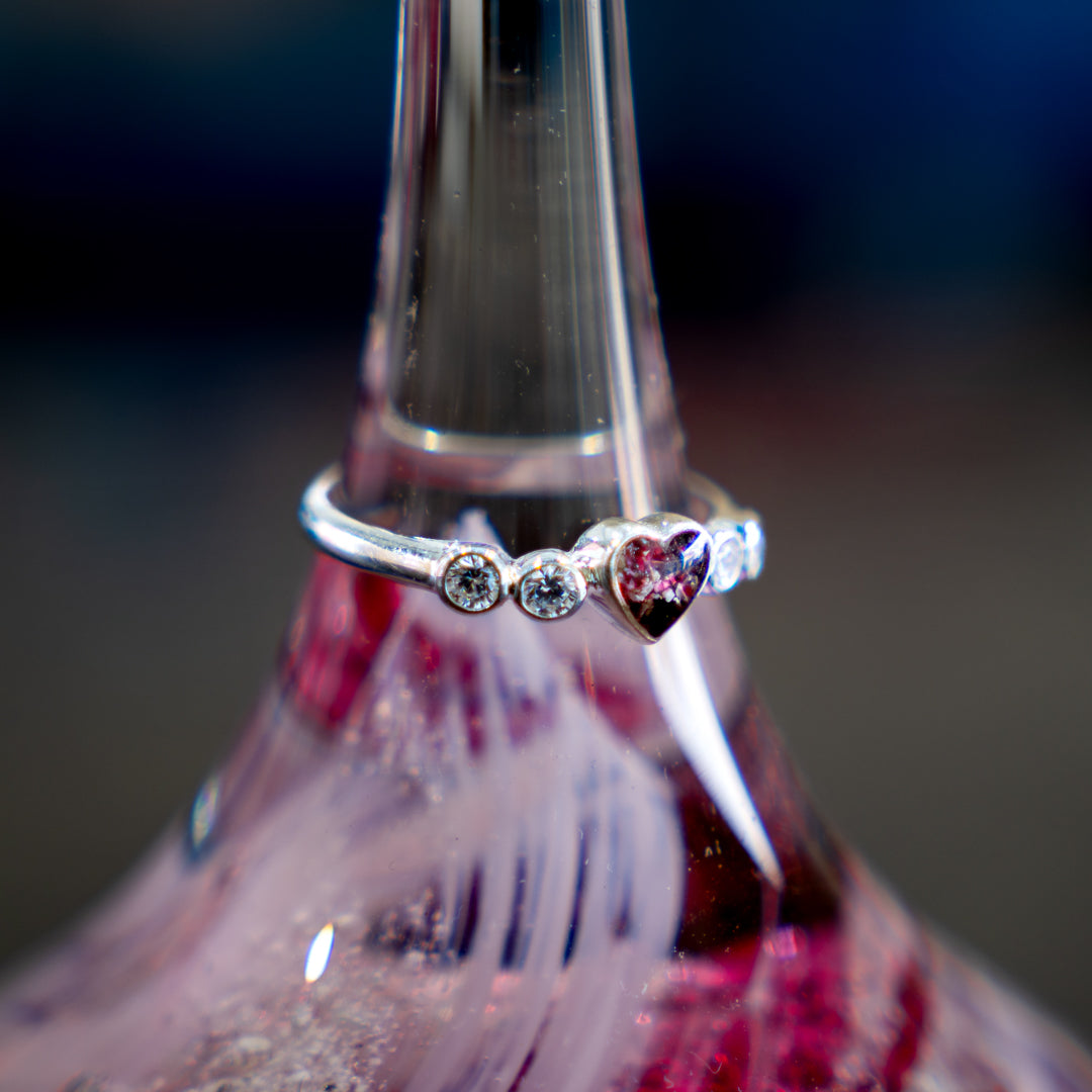 Heart Ring with Cubic Zirconia Stones