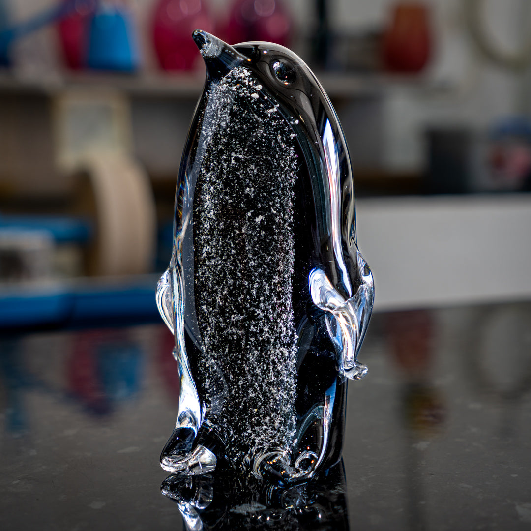 Decorative ashes to glass penguin figurine