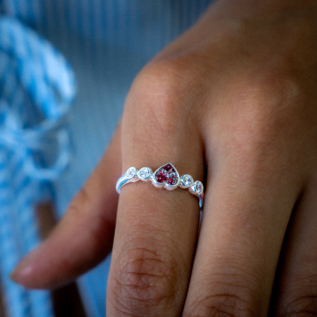 Heart Ring with Cubic Zirconia Stones