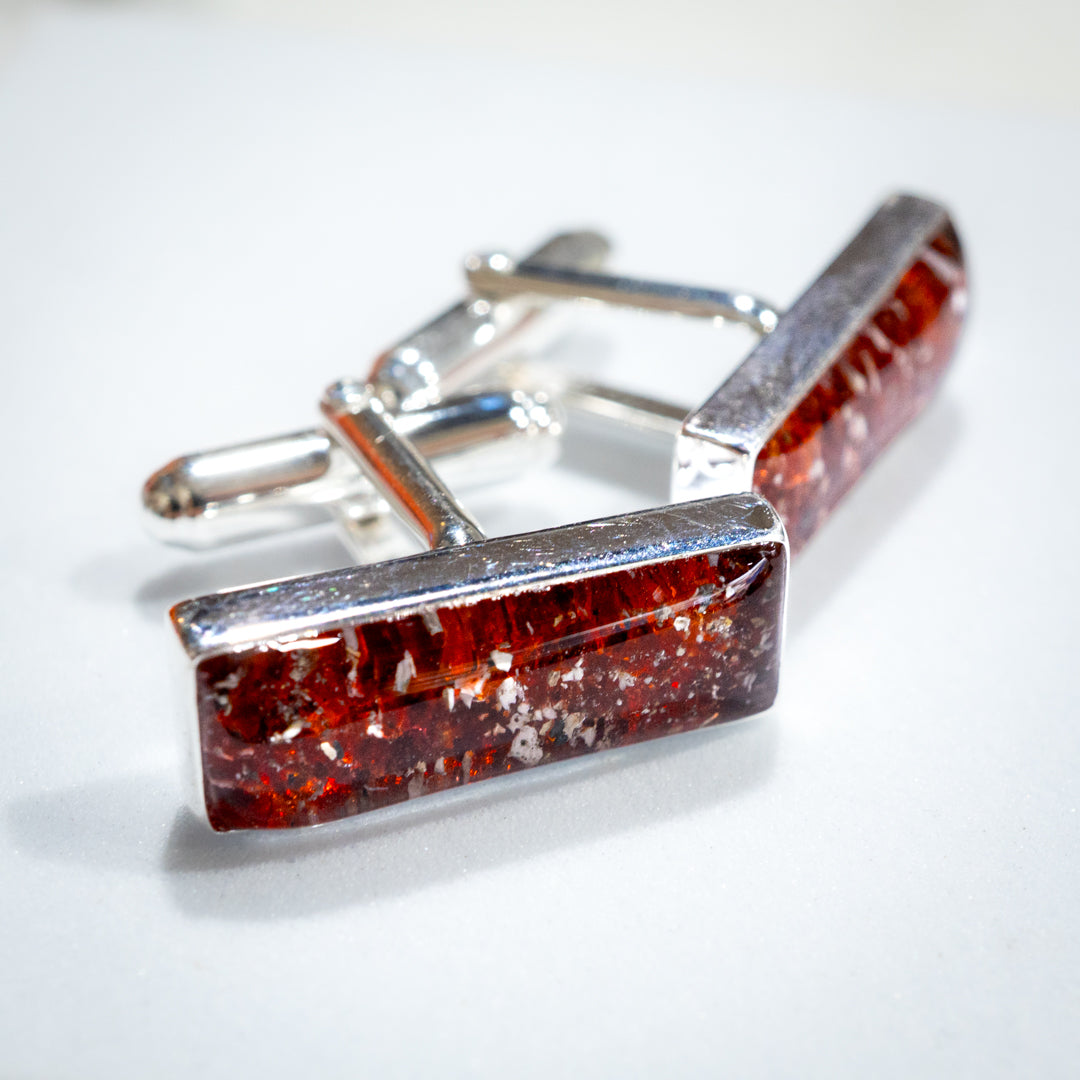 Ashes Rectangle Cufflinks - Rosenrot Red