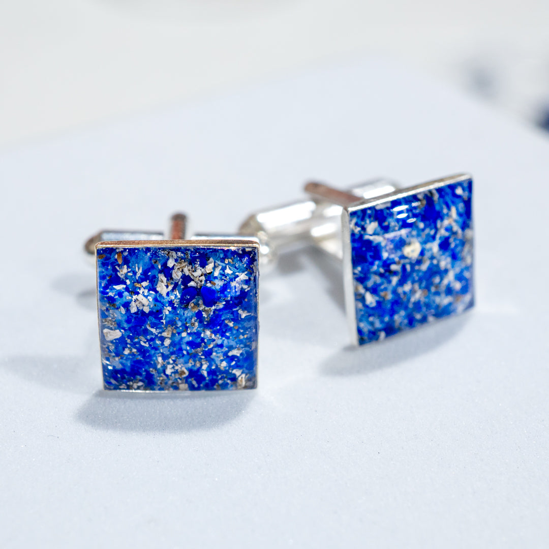 Ashes Square Cufflinks - Lapis Blue & Baby Blue