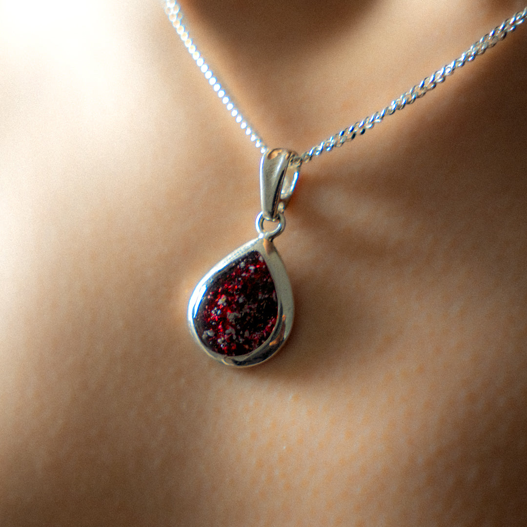 Ashes Tear Drop Pendant Ruby