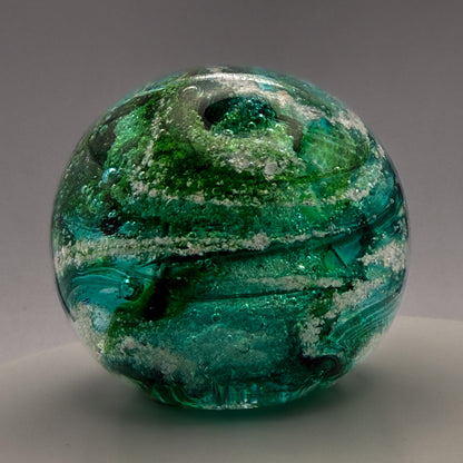 Ashes to Glass Mini Round Paperweight - Turquoise & Purple