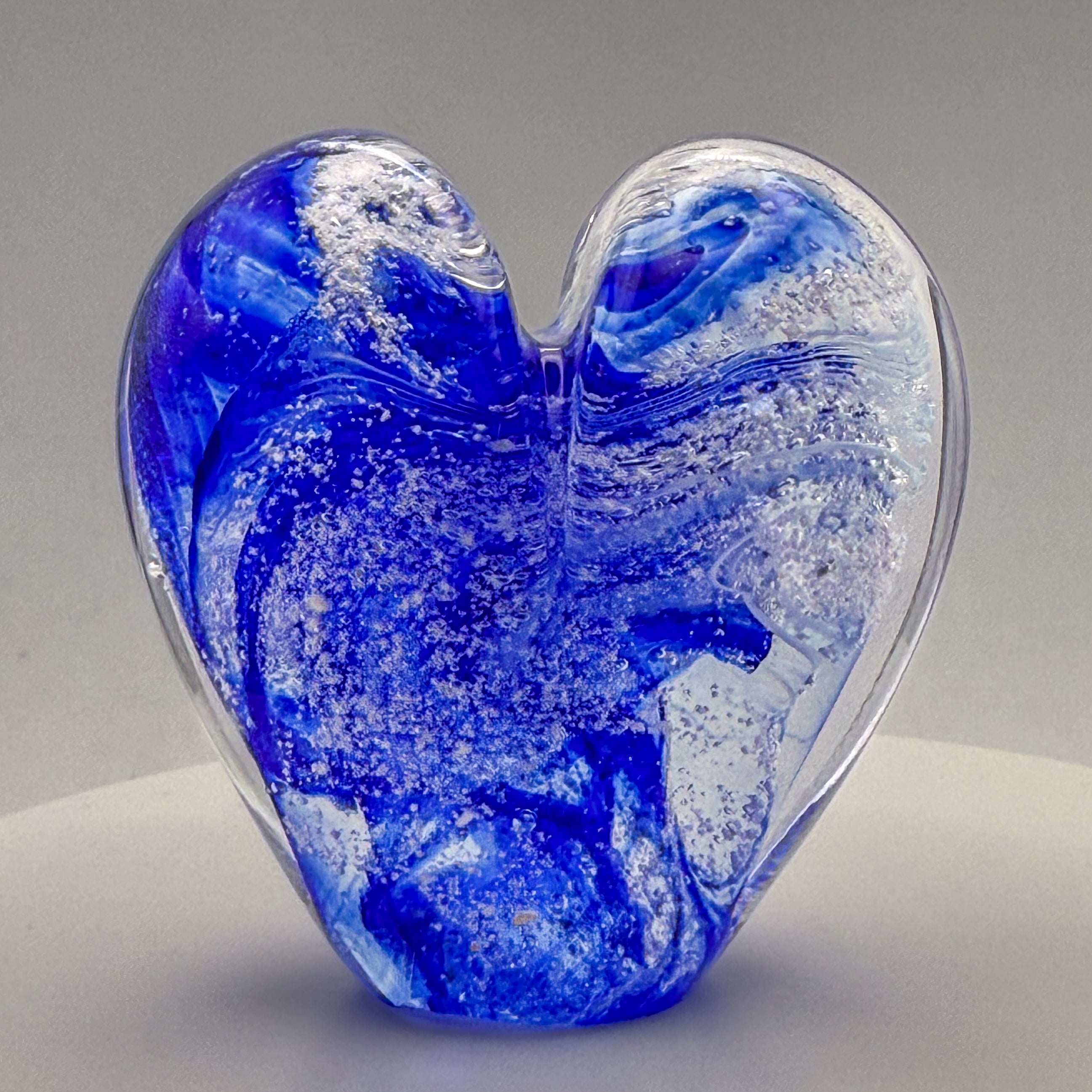 Ashes to Glass Mini Heart Ornament - Royal Blue & Baby Blue
