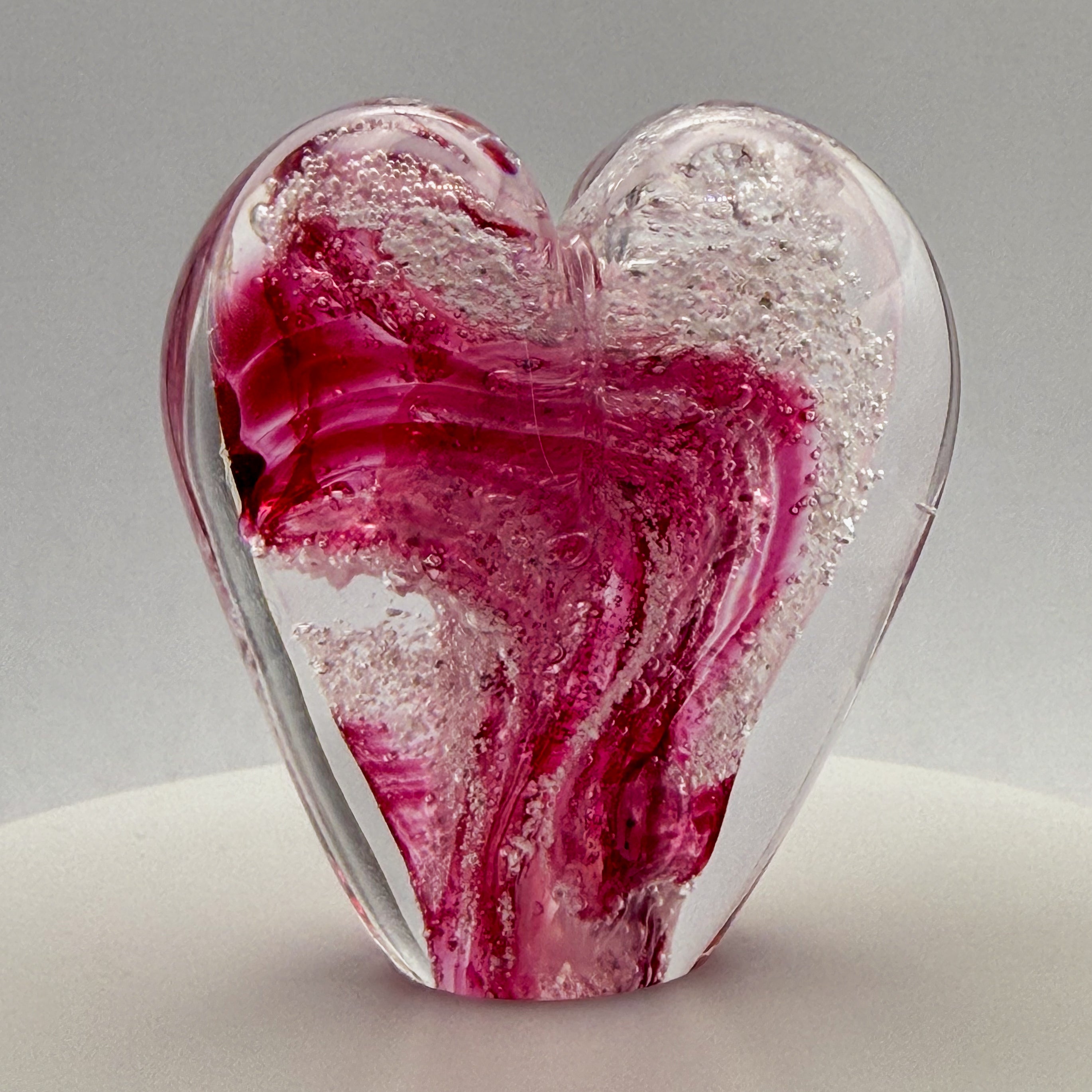 Ashes to Glass Mini Heart Ornament - Ruby & Baby Pink