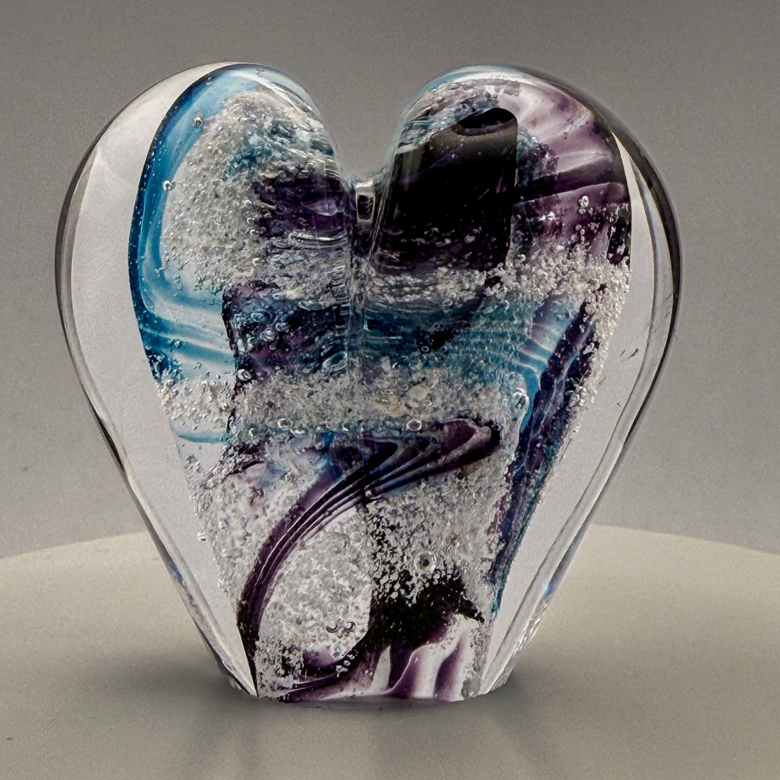 Ashes to Glass Mini Heart Ornament - Turquoise & Purple