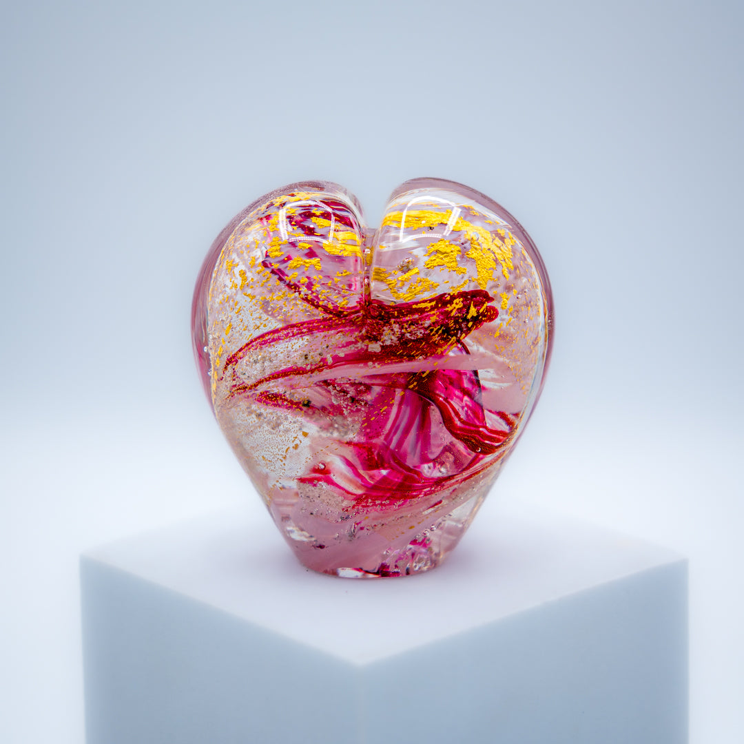 Ashes to Glass Mini Heart Sculpture with Gold Leaf