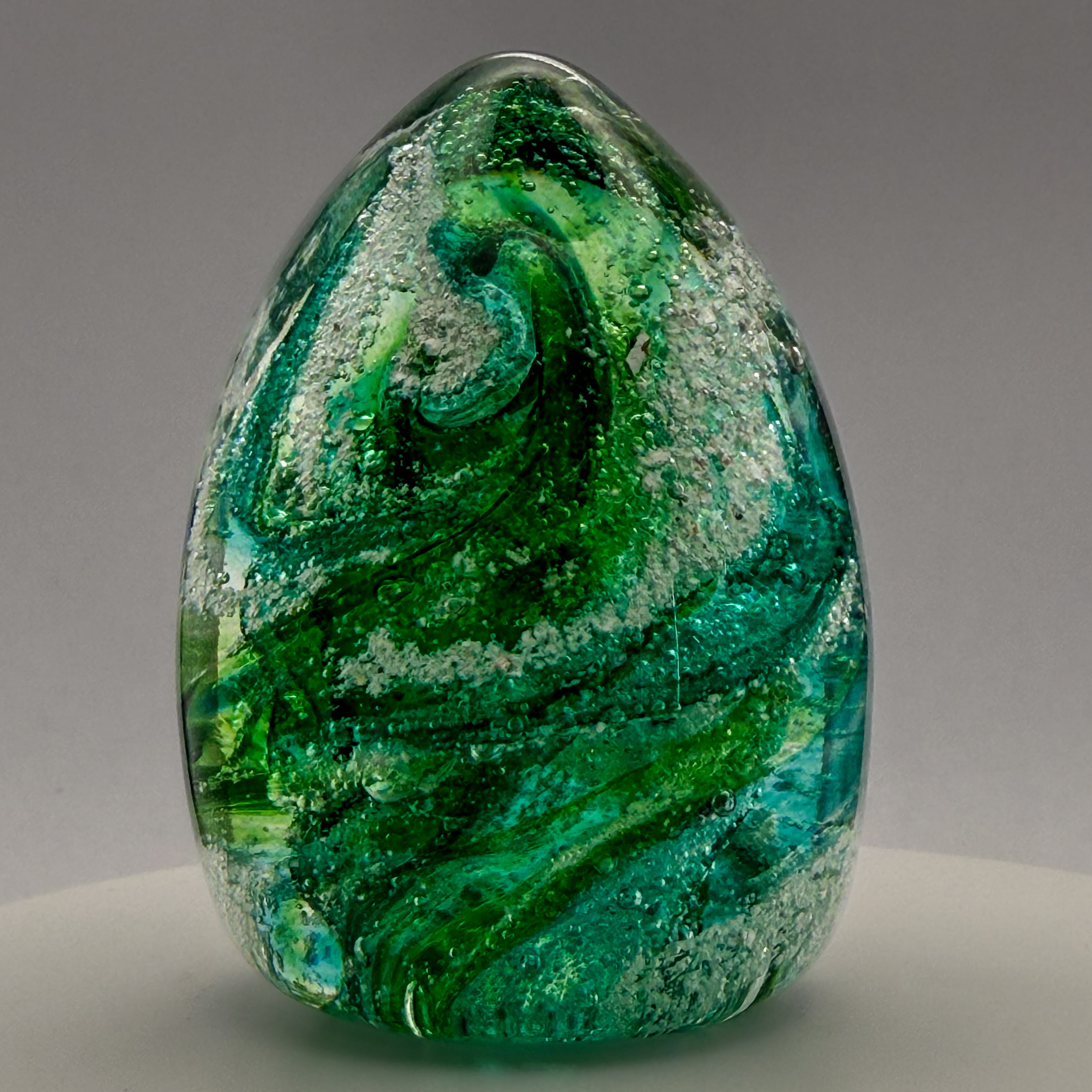 Ashes to Glass Mini Oval Paperweight - Spring Greens