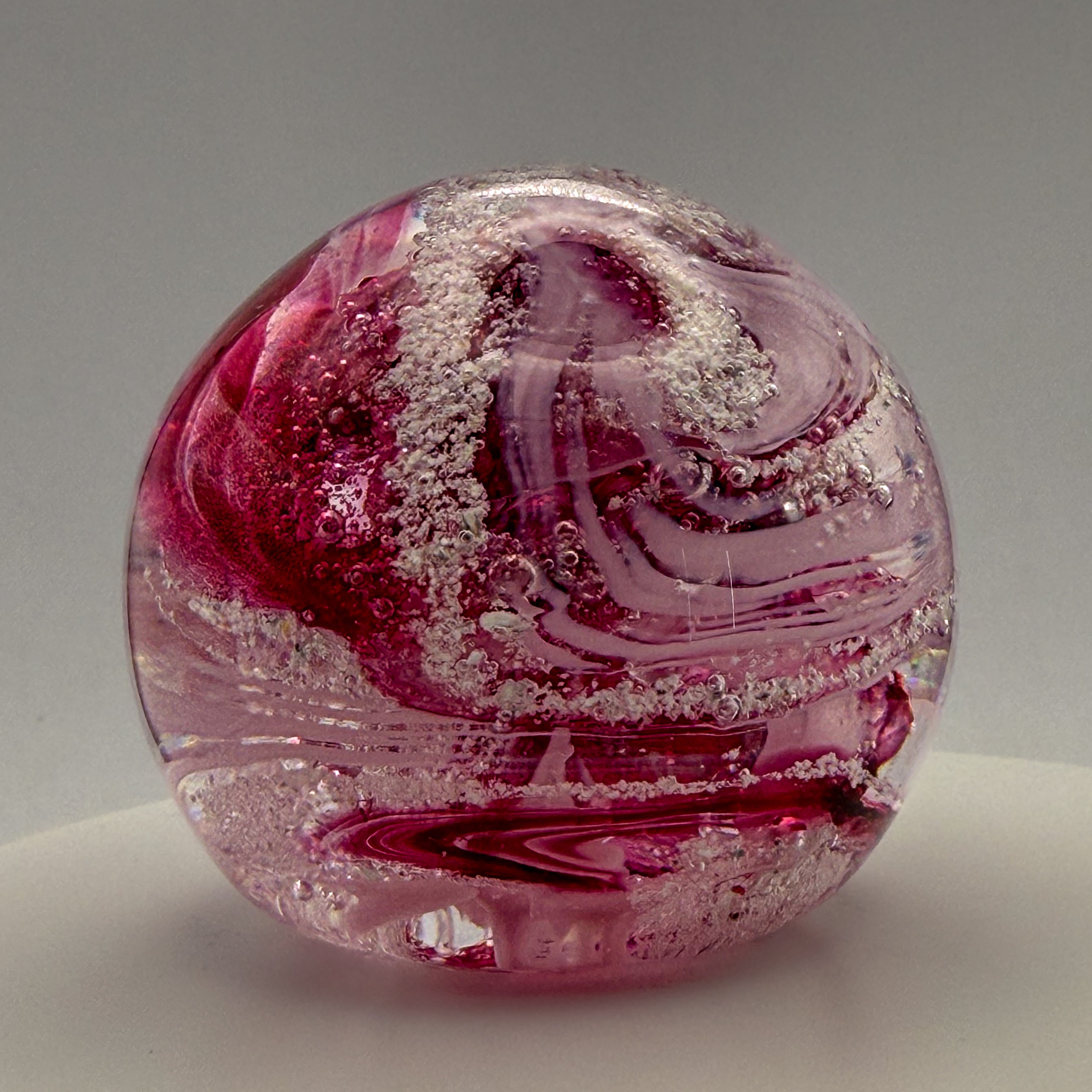 Ashes to Glass Mini Round Paperweight - Ruby & Baby Pink