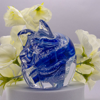 Ashes to Glass Pig - Royal Blue & Gold