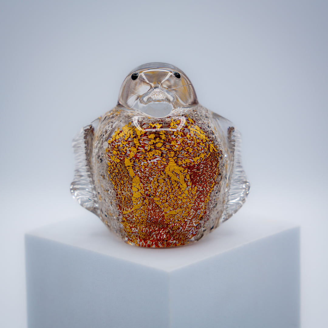 Ashes to Glass Robin with Gold Leaf
