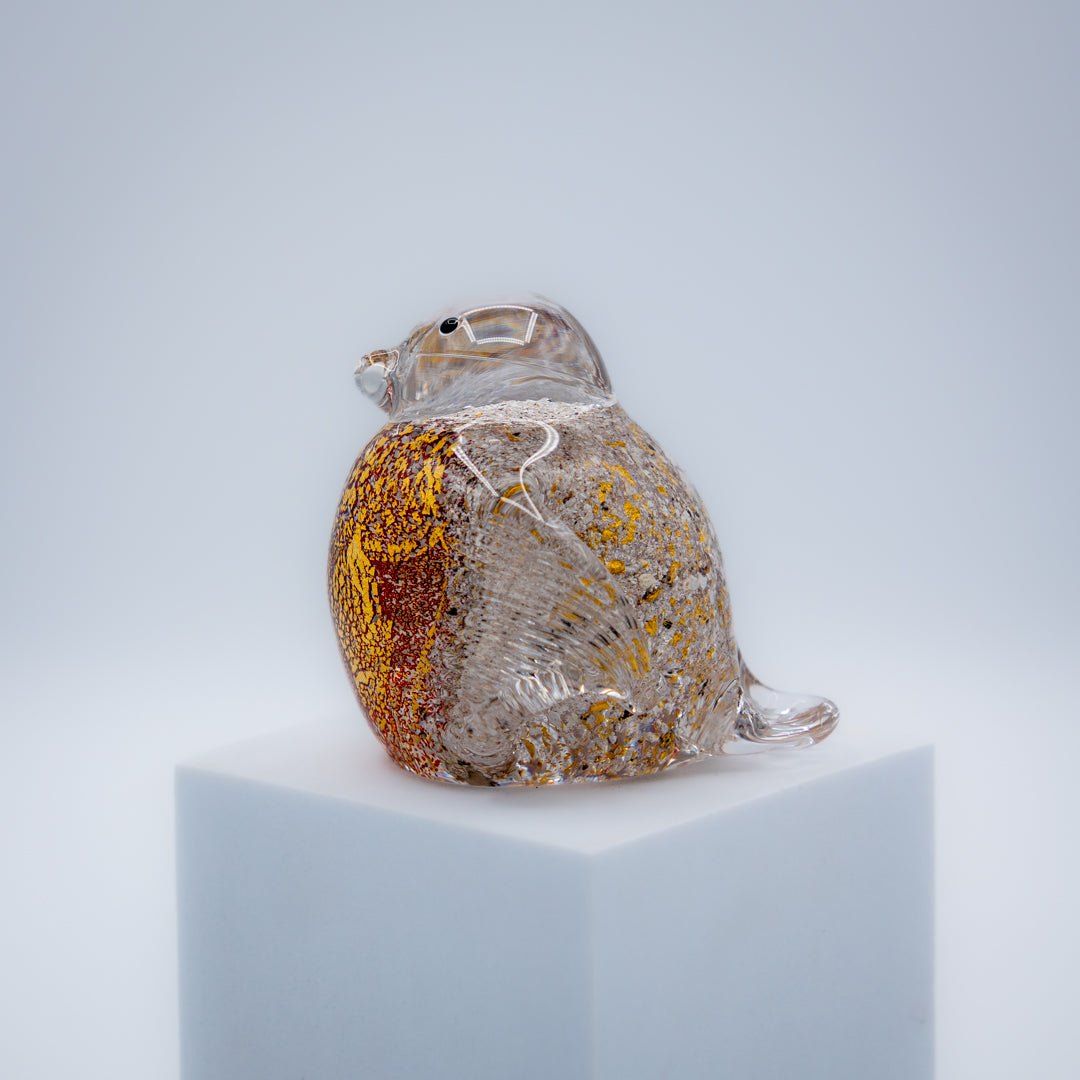Ashes to Glass Robin with Gold Leaf