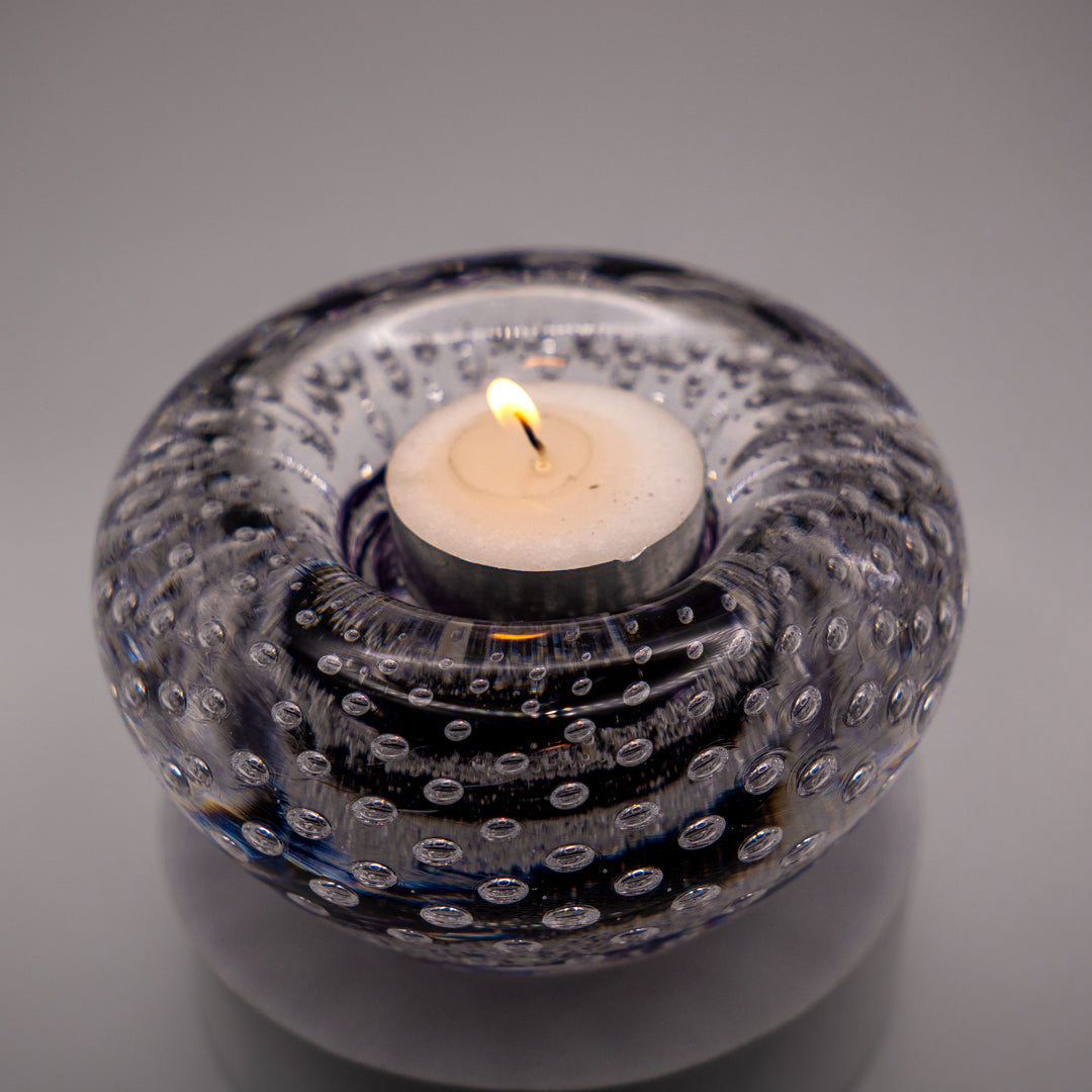 Ashes to glass bubbled candle holder