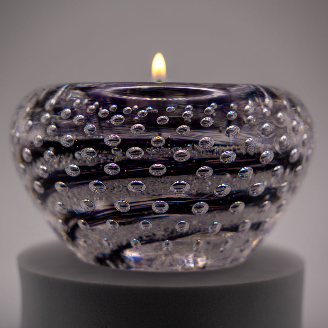 Ashes to glass bubbled candle holder