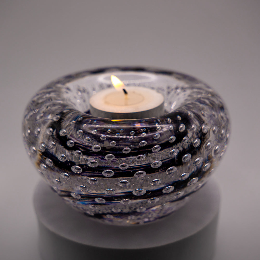 Ashes to glass bubbled candle holder