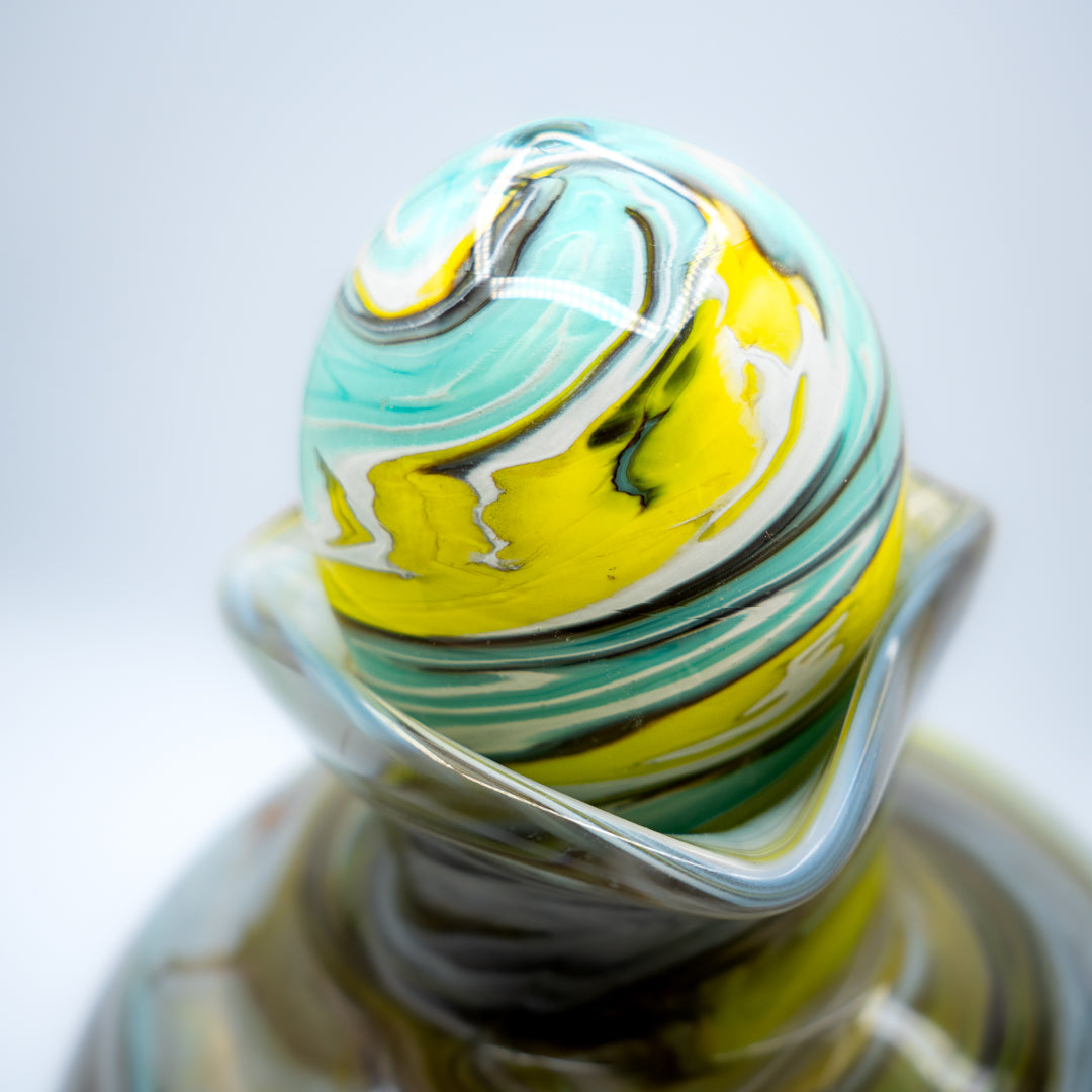 Glass Urn - Lemon Yellow & Turquoise