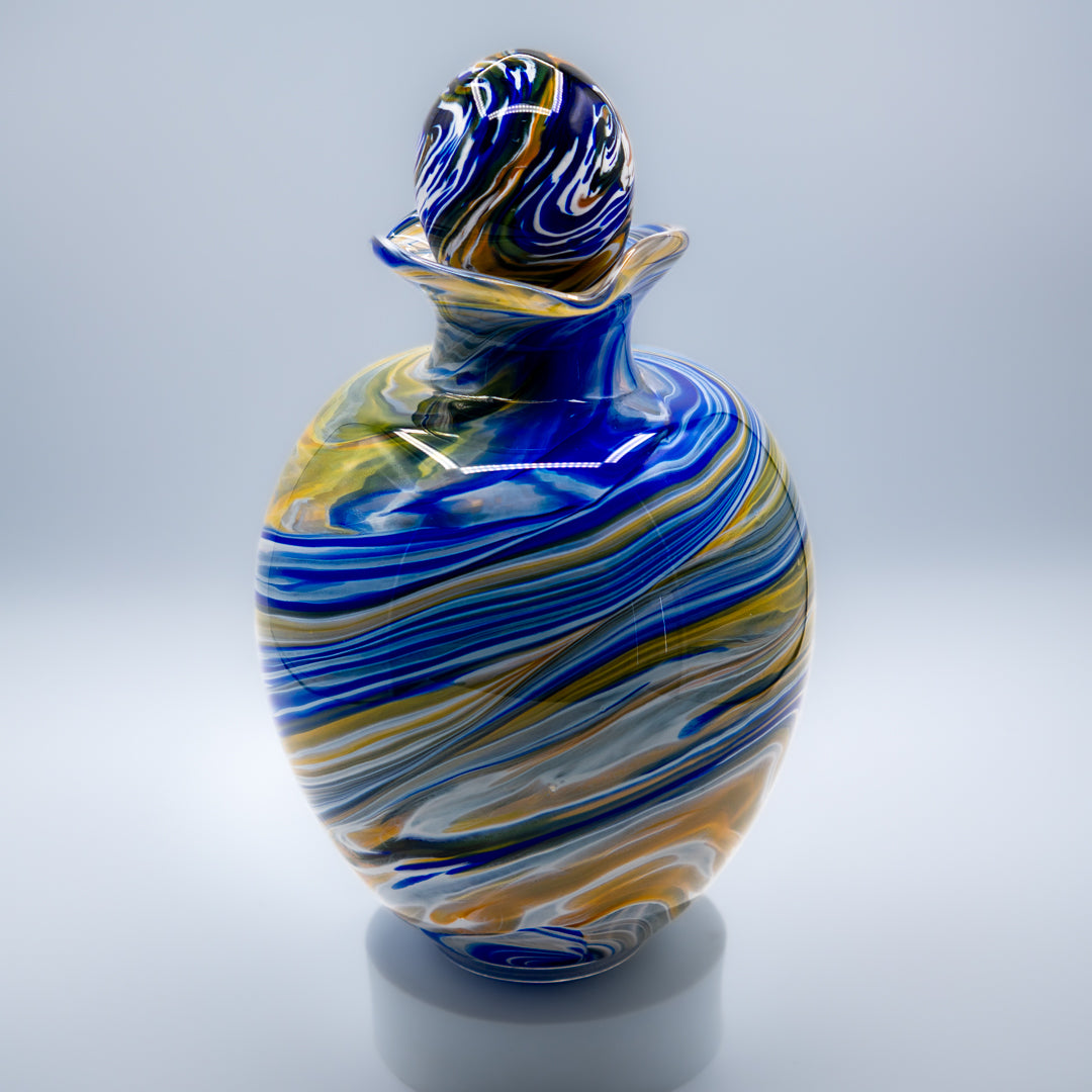 Glass Urn - Royal Blue & Gold