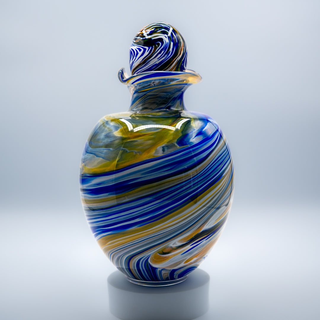Glass Urn - Royal Blue & Gold