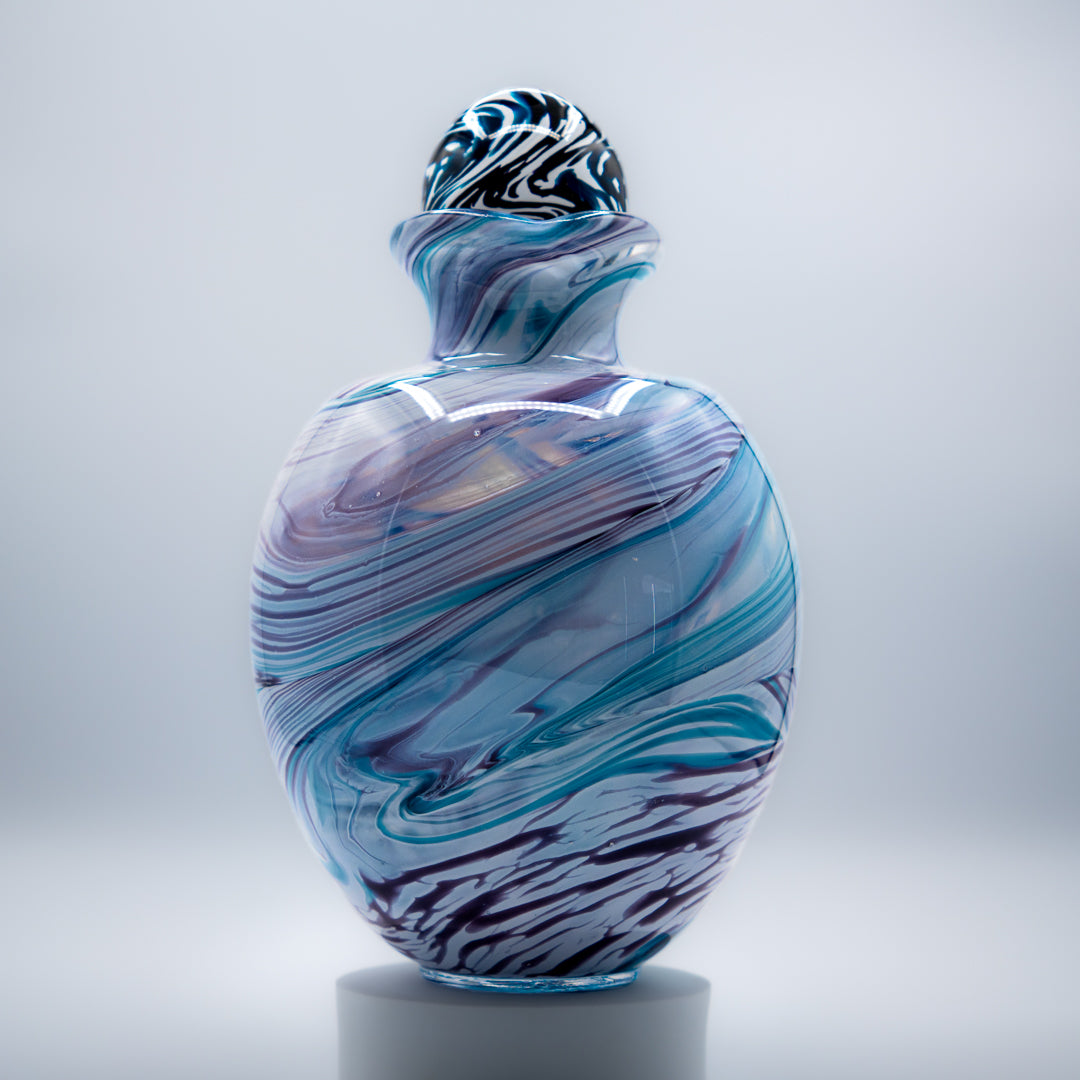 Glass Urn - Turquoise & Purple
