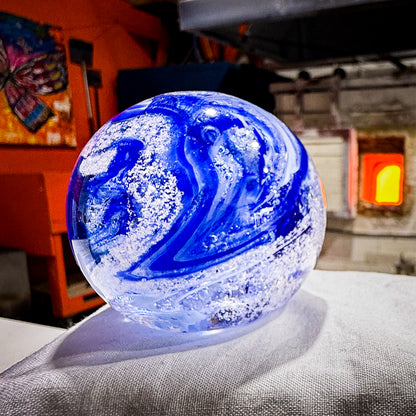 Ashes to Glass Mini Round Paperweight - Turquoise & Purple