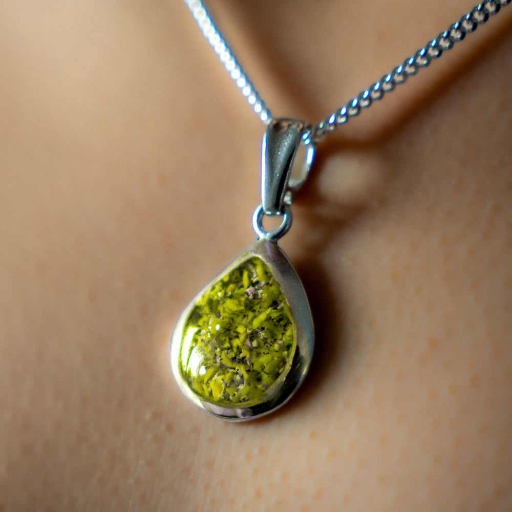 Ashes tear drop pendant canary yellow