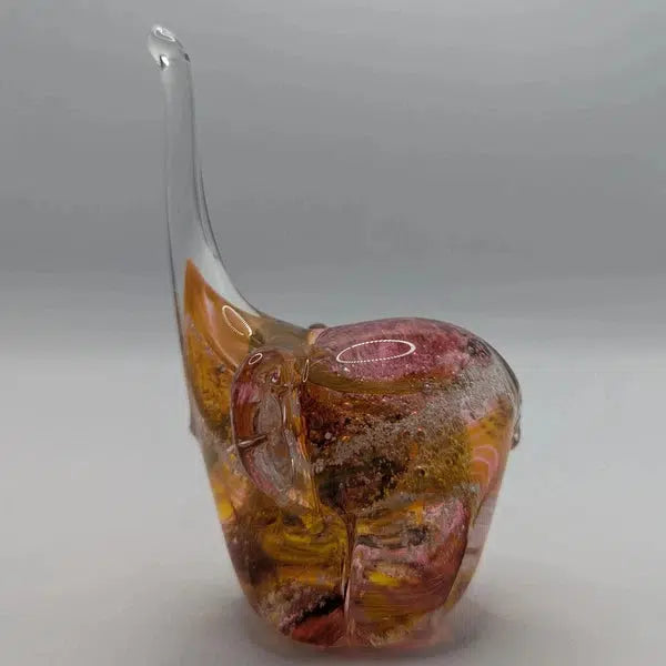 Ashes to Glass Elephant-Cremation Ashes Glass-Stuart Wiltshire Glass Outlet-Royal Blue & Baby Blue with Ashes-Stuart Wiltshire Glass Ltd