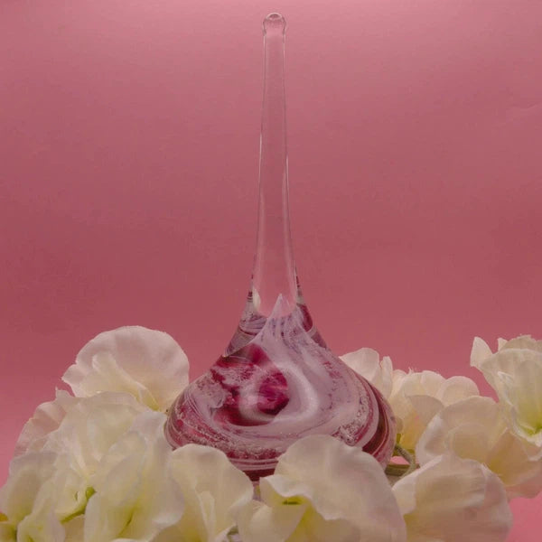 Ashes to Glass Ring Stand-Cremation Ashes Glass-Stuart Wiltshire Glass Outlet-Ruby & Baby Pink with Ashes-Stuart Wiltshire Glass Ltd