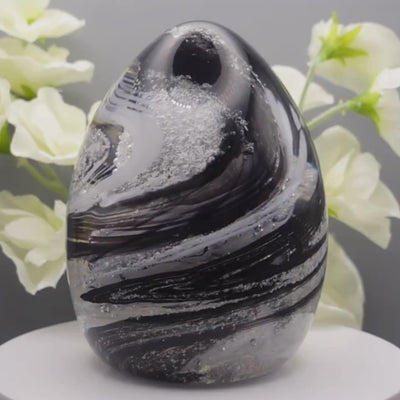 Ashes to glass oval paperweight