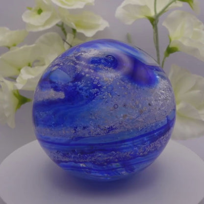 Ashes to Glass Round Paperweight - Purple & Lime Green